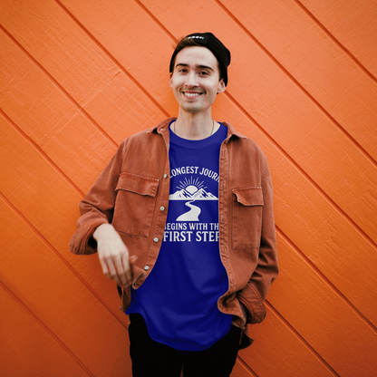 Longest Journey Begins With The First Step healing and motivational T-shirt - Hope & Healing Uplifting Tee by OFAPOD