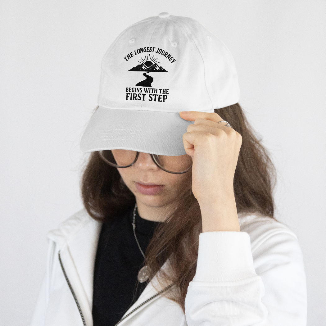 Longest Journey Begins With The First Step healing and motivational Cap - Hope & Healing Uplifting Hat by OFAPOD