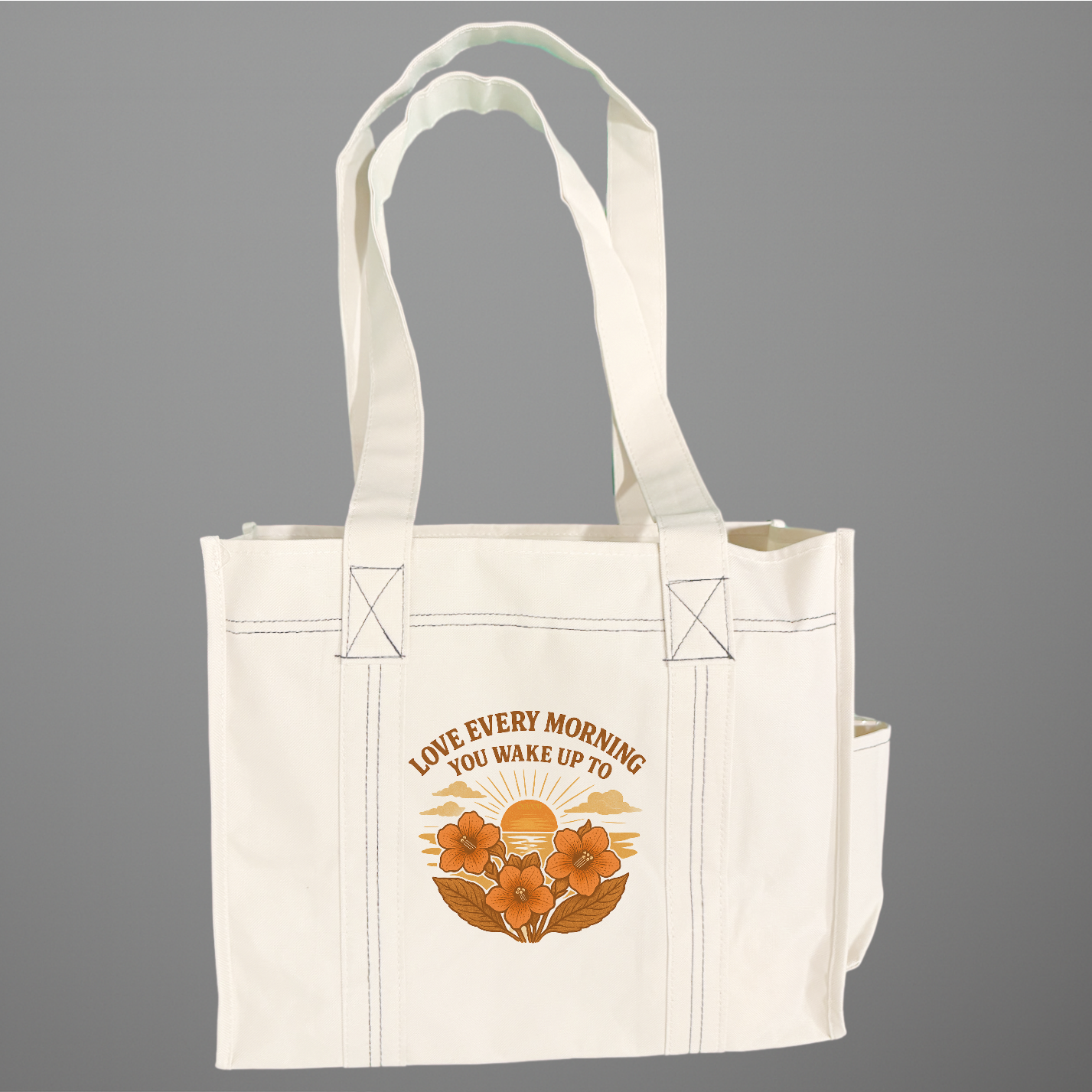 Love Every Morning You Wake Up To Inspirational Accessory – Sunrise & Kohleria Flower Tote Bags | OFAPOD Love & Unity Collection