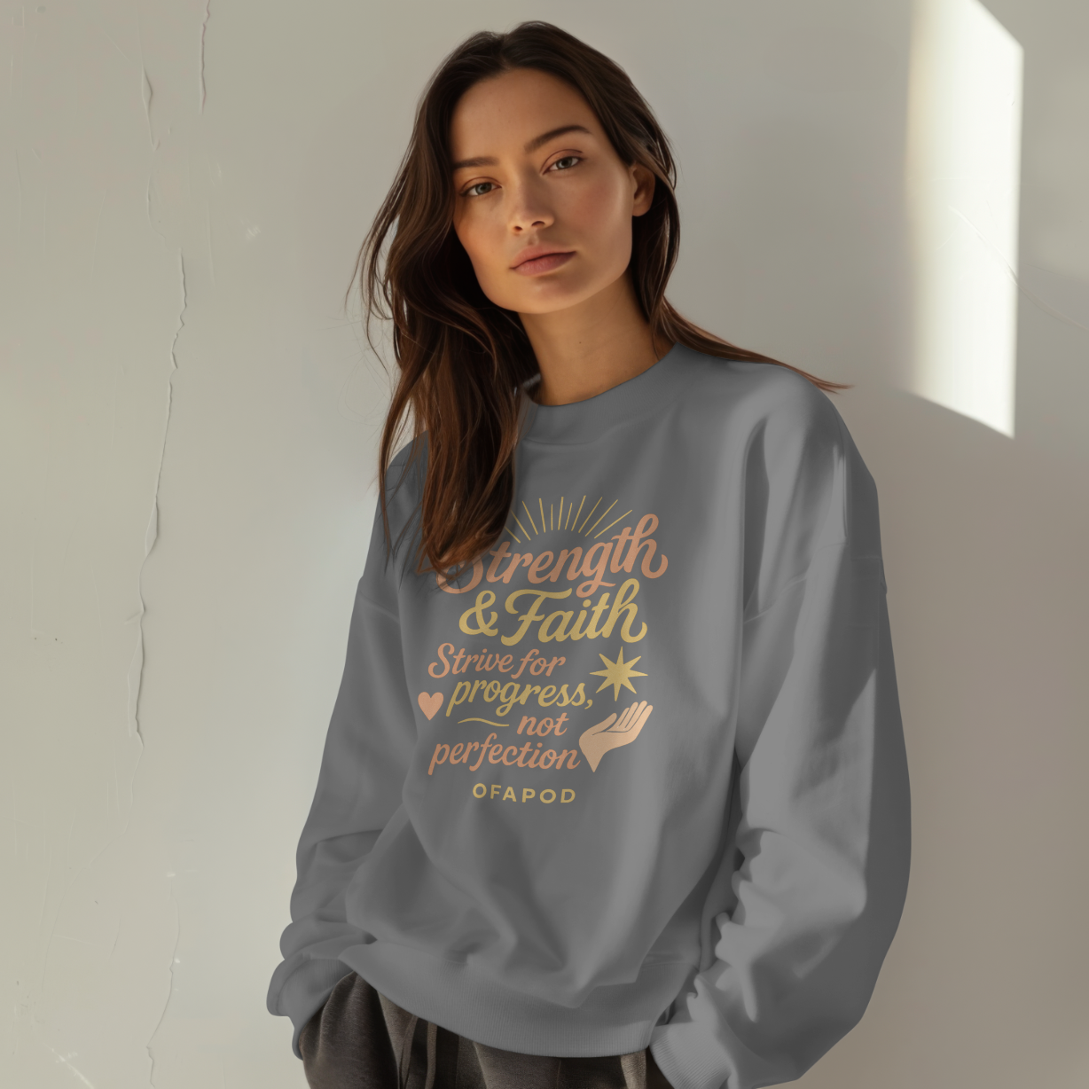 Strength & Faith Sweatshirt – Inspirational Motivational Sweatshirt for Hope & Resilience | OFAPOD